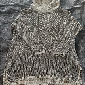 JEANNE PIERRE Two-Tone Knit Cowl Neck Sweater